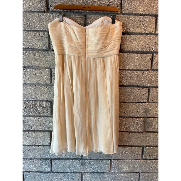 Strapless Cream J.Crew Silk Pleated Cocktail Dress With Sweetheart Neckline Back - Picture 4 of 13
